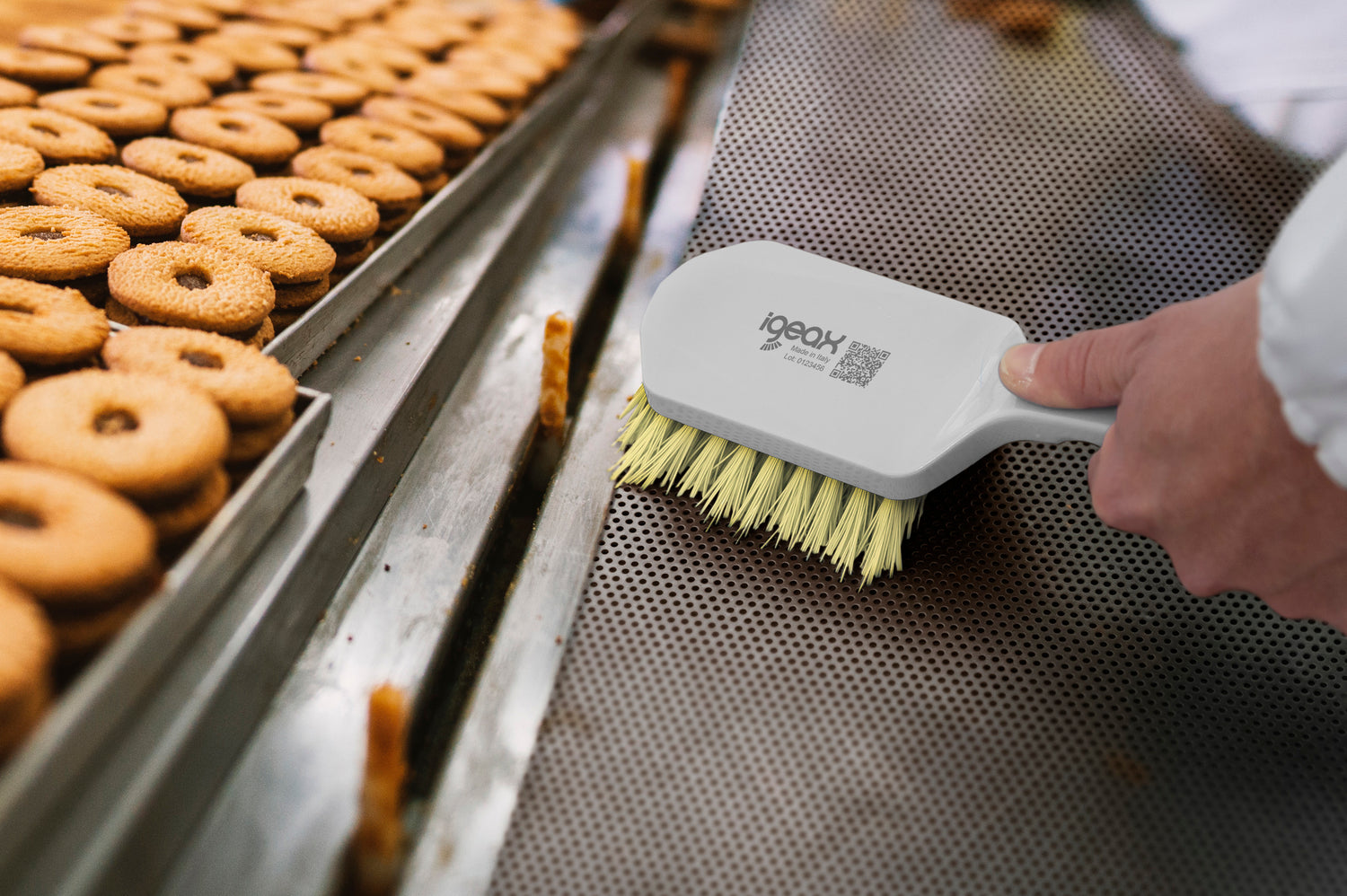 Brosse à manche court blanche – Poils robustes