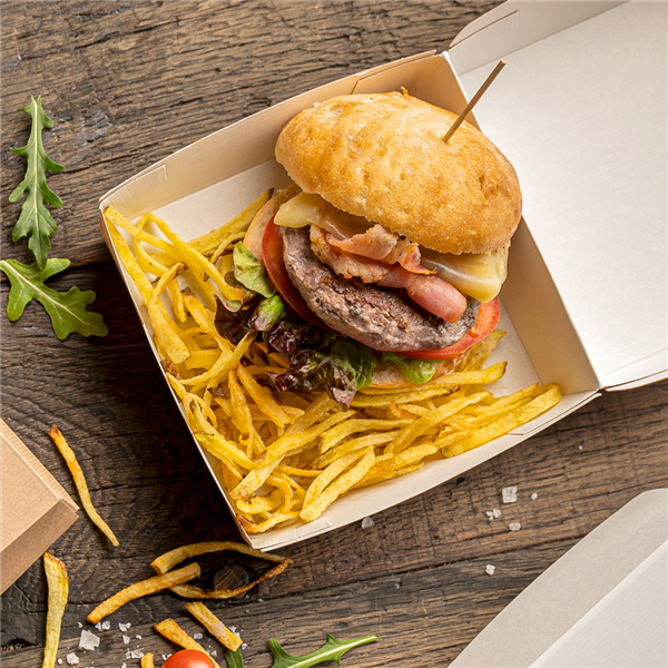 BOÎTES HAMBURGER 'THEPACK' 220 G/M2 17,6x16,8x7,8 CM (XL WIDER) NATUREL CARTON ONDULÉ NANO-MICRO (300 UNITÉ)