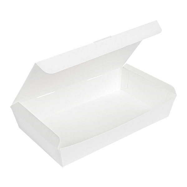 BOÎTES "LUNCH BOX" COUVERCLES 'THEPACK' 1700 ML (54 oz) 230 G/M2 27,5x16,5x5 CM BLANC CARTON ONDULÉ NANO-MICRO (240 UNITÉ)