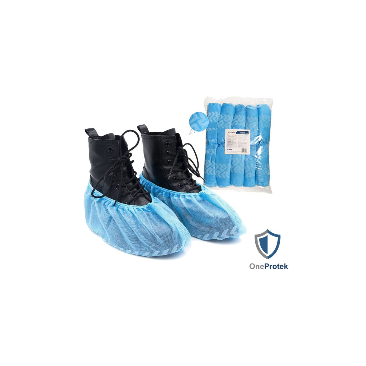 OneProtek - Sachet de 2000 Surchaussures Jetables en Polyéthylène Chloré Imperméables - Taille Unique – Bleu
