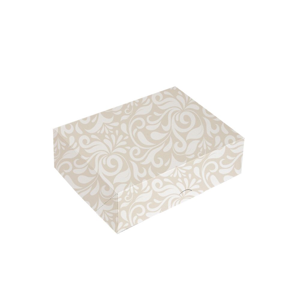 BOÎTES CATERING, PLATE 'THEPACK DAMASCO' 250 G/M2 21x21x5 CM BLANC CARTON ONDULÉ NANO-MICRO (100 UNITÉ)