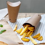 GOBELETS À FRITES AVEC FERMETURE 22 OZ - 660 ML 200 + 25PE G/M2 8,5x18 CM MARRON CARTON (1000 UNITÉ)