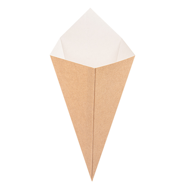CORNETS FRITES 'THEPACK' 250 G 220 G/M2 15,7x26,8 CM NATUREL CARTON ONDULÉ NANO-MICRO (1200 UNITÉ)