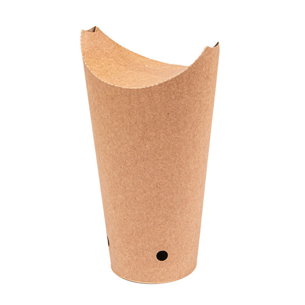 GOBELETS À FRITES AVEC FERMETURE 22 OZ - 660 ML 200 + 25PE G/M2 8,5x18 CM MARRON CARTON (1000 UNITÉ)