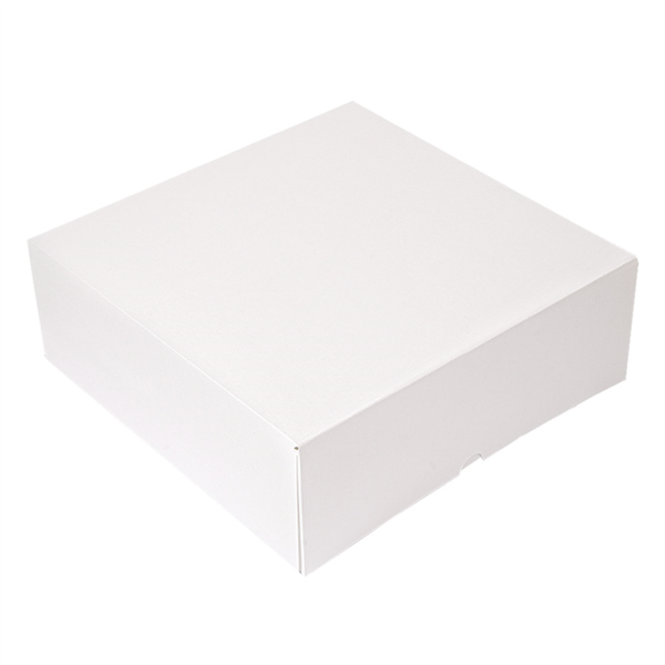 BOÎTES PATISSERIES SANS FENÊTRE 'THEPACK' 250 G/M2 28x28x10 CM BLANC CARTON ONDULÉ NANO-MICRO (100 UNITÉ)