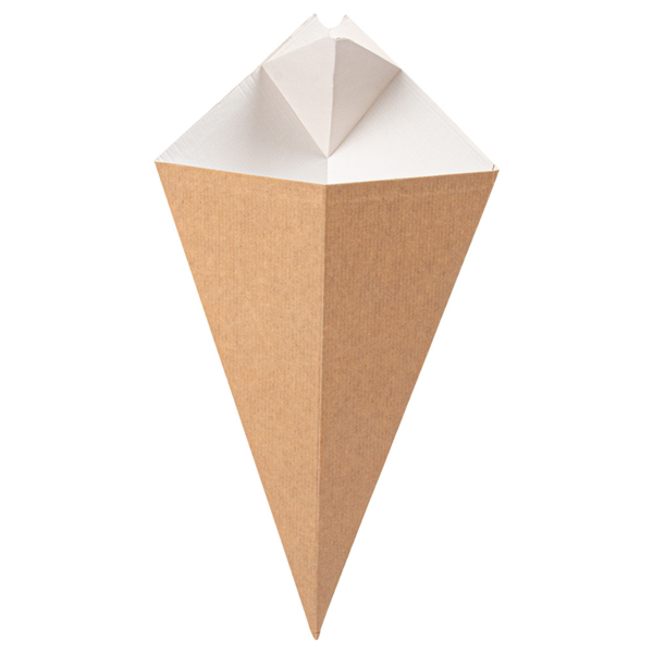 CORNETS AVEC LANGUETTES 'THEPACK' 250 G 220 G/M2 16,5x27 CM NATUREL/BLANC CARTON ONDULÉ NANO-MICRO (1200 UNITÉ)