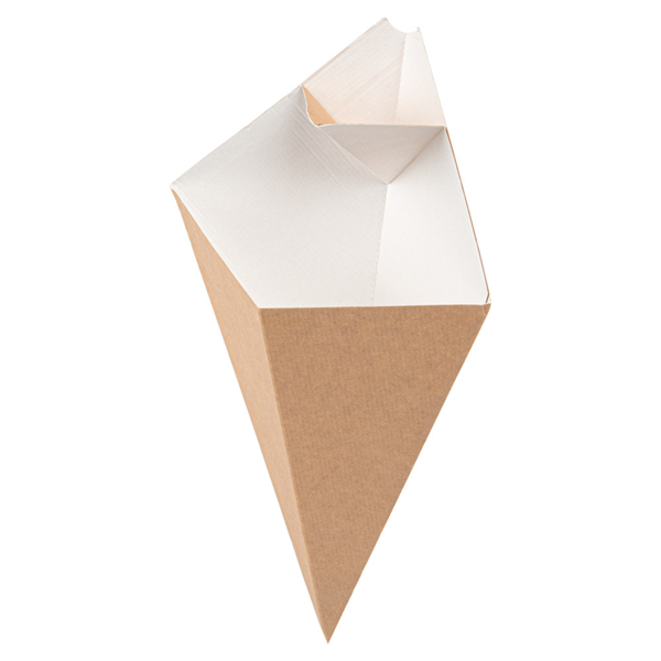 CORNETS AVEC LANGUETTES 'THEPACK' 250 G 220 G/M2 16,5x27 CM NATUREL/BLANC CARTON ONDULÉ NANO-MICRO (1200 UNITÉ)