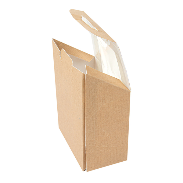 BOÎTES AVEC FENÊTRE POUR "TORTILLA" 'THEPACK' 220 G/M2 + OPP 9,2x5,1x9,2/12,5 CM NATUREL CARTON ONDULÉ NANO-MICRO (600 UNITÉ)