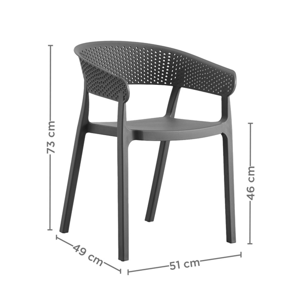 CHAISE EMPILABLE 'SUPRA-TEK' 51x49x73 CM GRIS PP (4 UNITÉ)