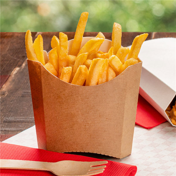 BOÎTES À FRITES STANDARD 'THEPACK' 135 G 220 G/M2 13x8x13,5 CM NATUREL CARTON ONDULÉ NANO-MICRO (1200 UNITÉ)