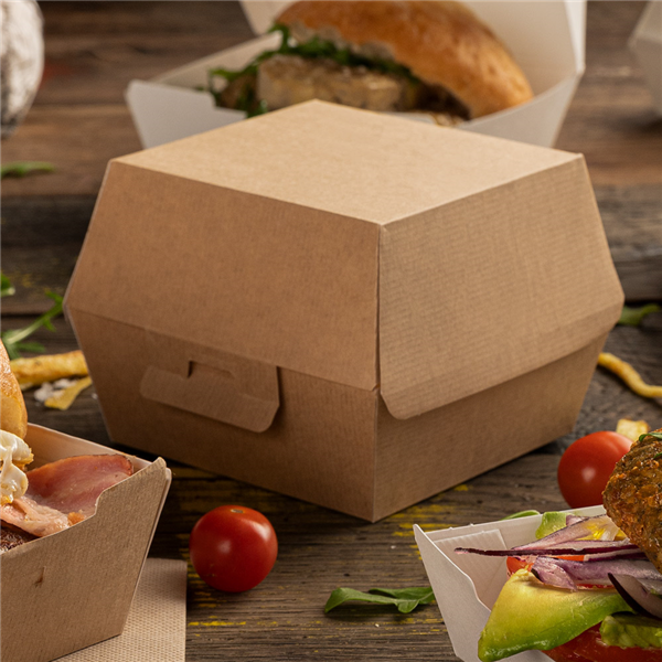BOÎTES HAMBURGER 'THEPACK' 220 G/M2 14,4x13,6x9,2 CM (L+) NATUREL CARTON ONDULÉ NANO-MICRO (500 UNITÉ)
