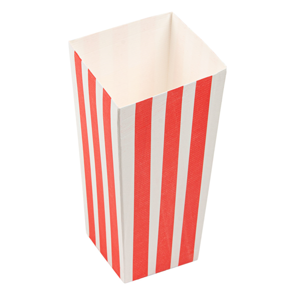 RECIPIENTS POP-CORNS 'THEPACK STRIPES' 1 L 230 G/M2 6,5x8,7x17,4 CM BLANC CARTON ONDULÉ NANO-MICRO (600 UNITÉ)